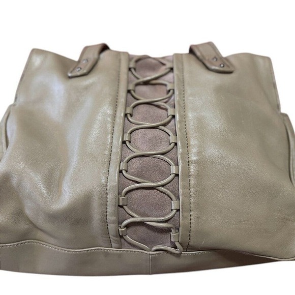 Cole Haan Maria Sharapova Alvy Leather Suede Accent w‎ Lacing Designer Handbag - Picture 1 of 14